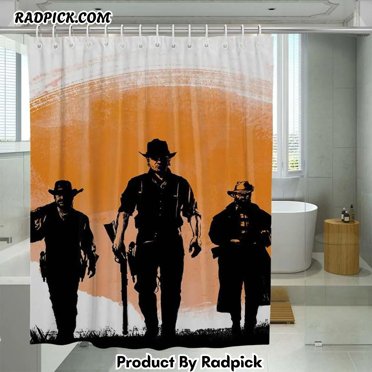 Three character red dead redemption 2 shower curtain set for bathroom decor best gift for friends rp38779